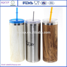 New Design Double Stainless steel insulate starbucks tumbler with ps lid and metal straw for cold drink